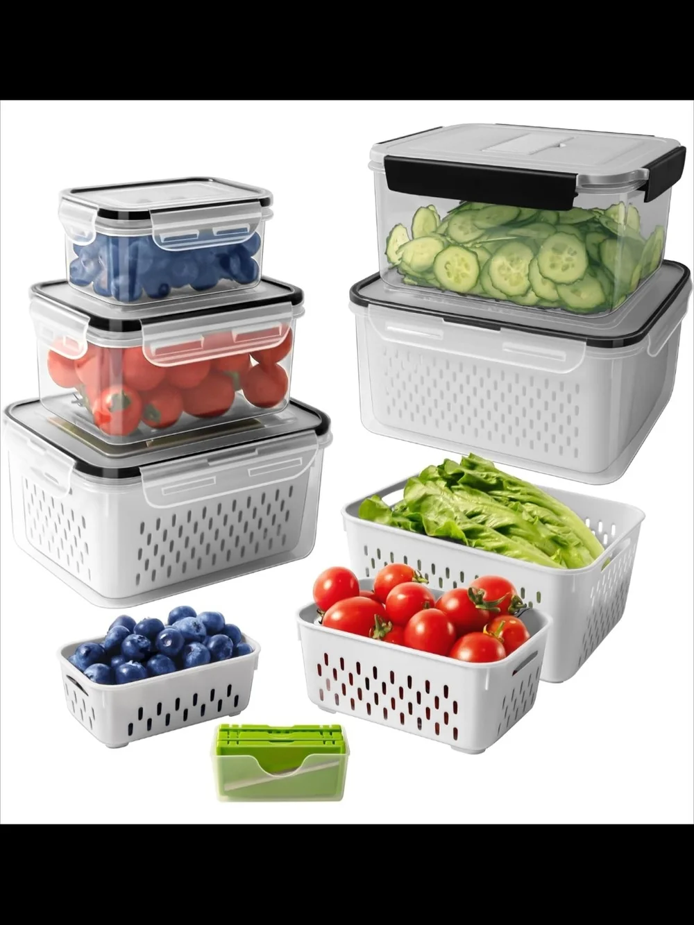Airtight White Food Storage Containers with Clear Lids 15 Piece Set NIB
